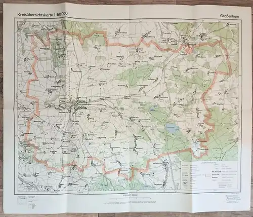 Karte DDR Großenhain 1:50000 alte Landkarte Vermessungsdienst Sachsen 1954