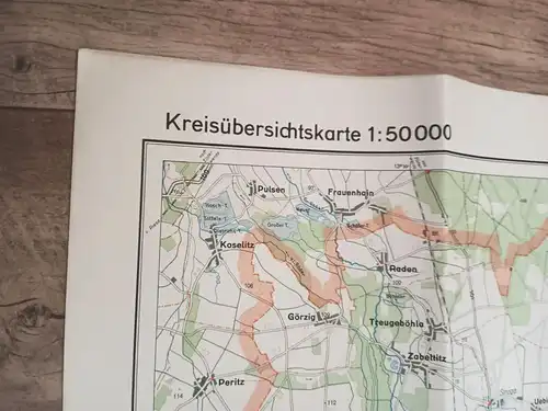 Karte DDR Großenhain 1:50000 alte Landkarte Vermessungsdienst Sachsen 1954