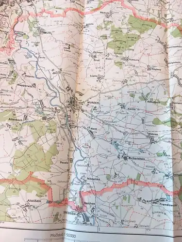 DDR Landkarte Sachsen 1:50000 Wurzen 1954 Kreisübersichtskarte 68 x 56 cm