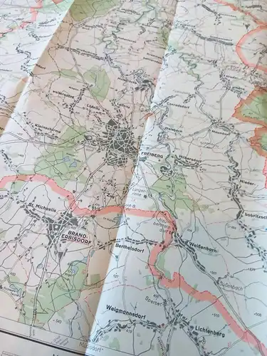 DDR Landkarte Freiberg Kreisübersichtskarte Sachsen 1953