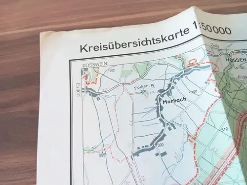 DDR Landkarte Freiberg Kreisübersichtskarte Sachsen 1953