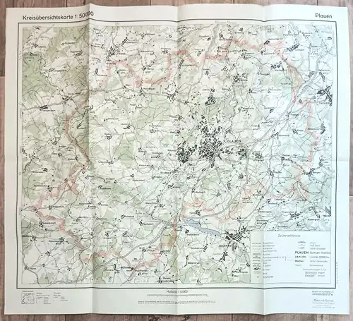Landkarte Plauen Sachsen 1:50000 alte DDR Kreisübersichtskarte