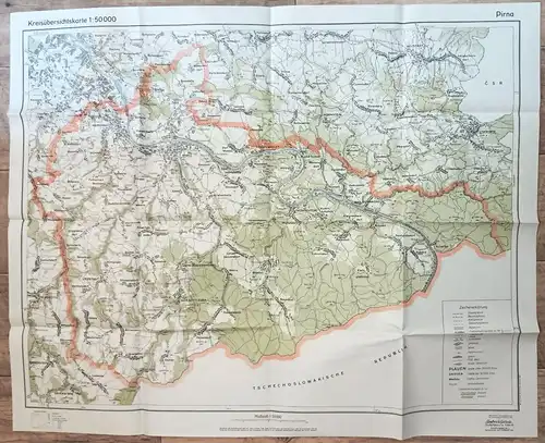 Pirna 1954 DDR Kreisübersichtskarte 1:50000 alte Landkarte Sachsen