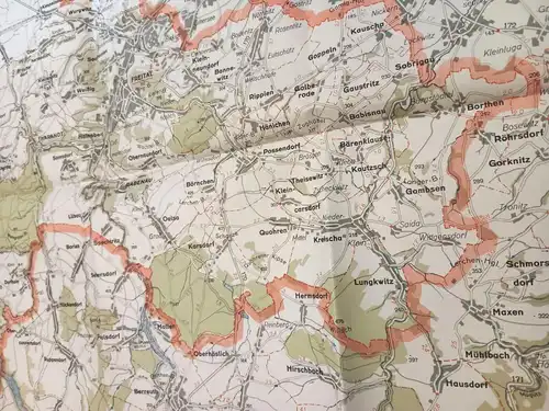 Freital 1:50000 Vermessungsdienst Sachsen 1953 DDR Landkarte 69 x 57,5 cm