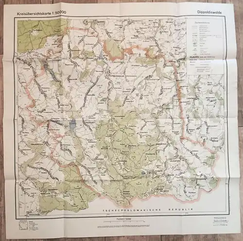 DDR Landkarte Dippoldiswalde 1:50000 Sachsen 1954