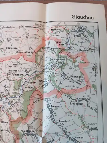 Glauchau 1:50000 Kreisübersichtskarte Sachsen 1954 Landkarte DDR