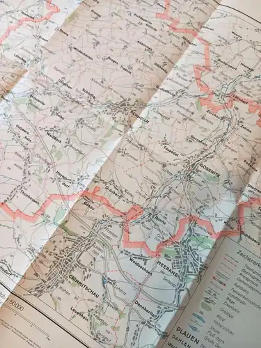DDR Karte Schmölln 1:50000 alte Landkarte 60 x 54 cm Sachsen 1954