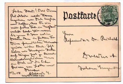 Ak Jena Rathaus und Hanfried 1914