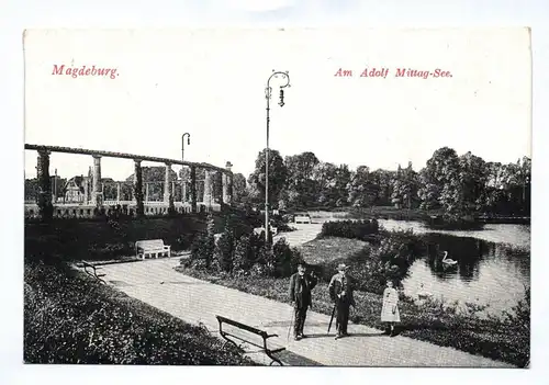 Ak Magdeburg Am Adolf Mittag See