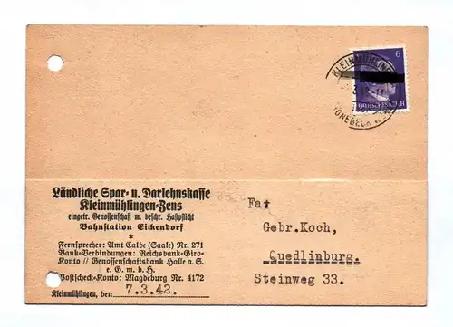 Drucksache Ländliche Spar und Darlehnskasse Kleinmühlingen 1942