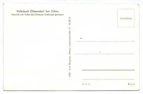 DDR Ak Volksbad Olbersdorf bei Zittau Fuß des Zittauer Gebirge gelegen 1954