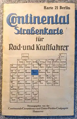 Alte Landkarte CONTINENTAL Straßenkarte für Rad und Kraftfahrer Karte 21 Berlin