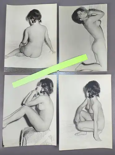 Foto Lot nackte Frau Schwarz Weiss 4 Stück Fotografie Erotik Akt 1960er