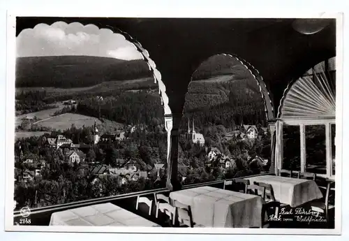 Echtfoto Ak Bad Flinsberg Isergebirge Blick von Gaststätte Waldfrieden 1941