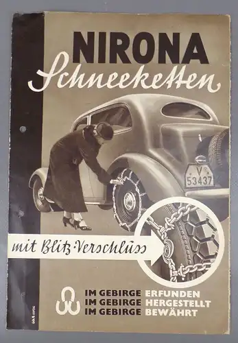 Nirona Schneeketten Prospekt 1930er Jahre Weigel Chemnitz Automobil Oldtimer