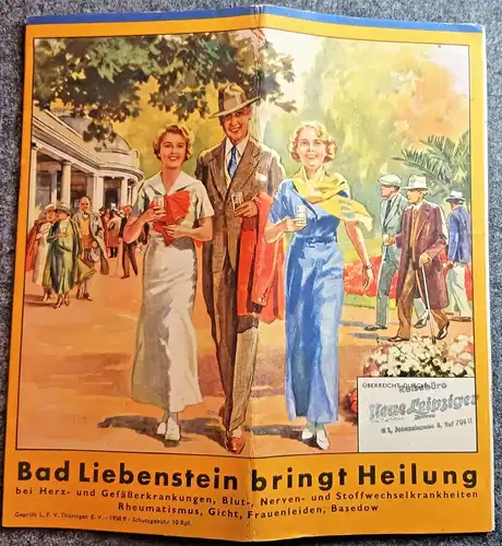 Alter Flyer Bad Liebenstein bringt Heilung 1938 Reiseprospekt