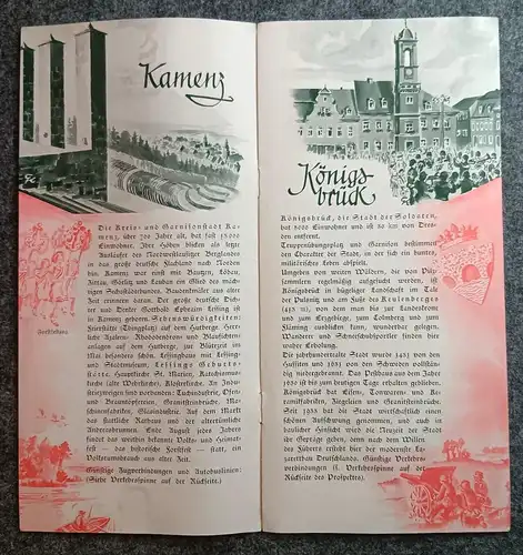 Westlausitz Sachsen Reise Flyer Kamenz Königsbrück alter Reiseprospekt 1939