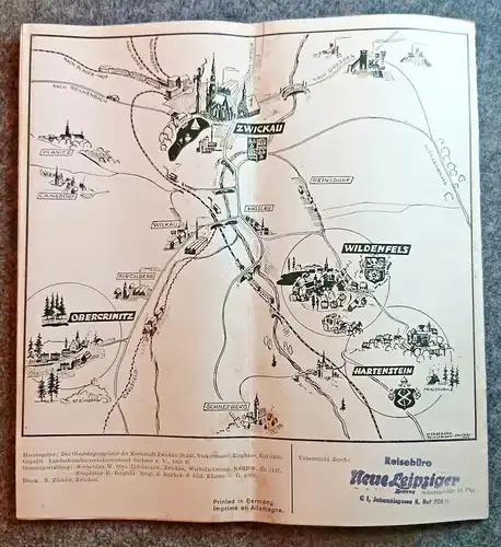 Zwickau und seine schöne Umgebung 1939 Hartstein Obercrinitz alter Reiseprospekt