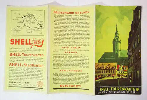 Shell Tourenkarte Nr. 47 Dresden - Aschersleben - Dresden um 1930