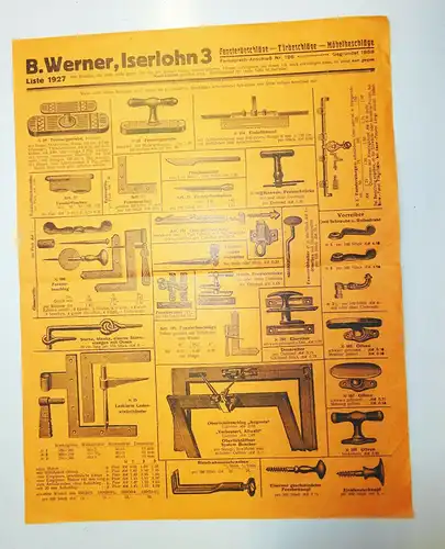 Werbe Prospekt Werner Iserlohn 1927 Fensterbeschläge Türbeschläge Möbelbeschläge