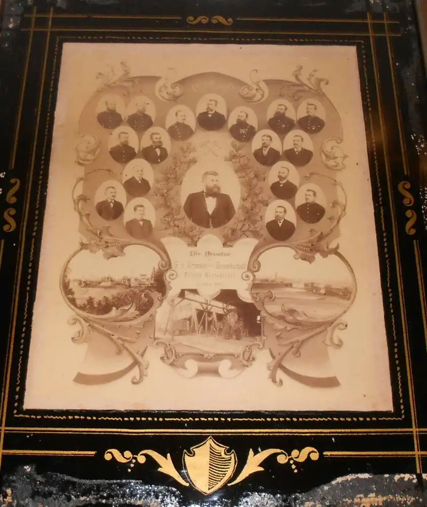 Foto 1894 Bilderrahmen Beamte G.v.Kramsta`schen Gewerkschaft Konradsthal Bergbau 1