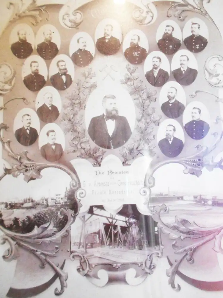 Foto 1894 Bilderrahmen Beamte G.v.Kramsta`schen Gewerkschaft Konradsthal Bergbau 8