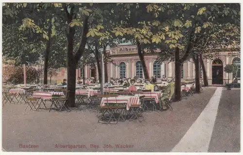 Ak Bautzen Albertgarten Biergarten 1925 A2854