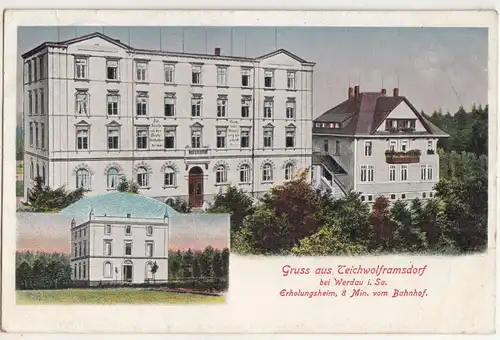Litho Ak Gruss aus Teichwolframsdorf bei Werdau i. Sa. Erholungsheim 1916 A2850
