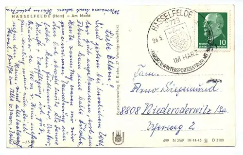 Ak Hasselfelde Harz Am Markt DDR 1969
