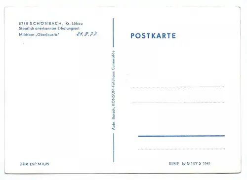 Ak Schönbach Kreis Löbau Staatlich anerkannter Erholungsort 1977