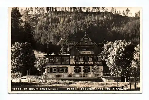Ak 100 Jahre Böhmische Mühle Post Hinterhermsdorf Sächsische Schweiz 1939