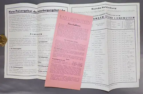 Bad Liebenstein Thüringer Wald 1939 Wohnungs Verzeichnis Bäder Kurtaxe Flyer