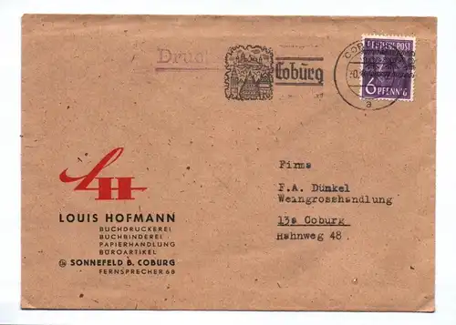 Brief Louis Hofmann Buchdruckerei 1948 Drucksache