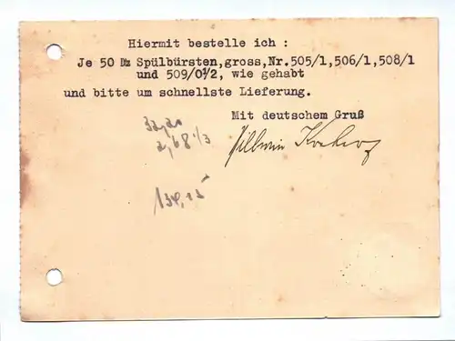 Firmenkarte William Kreher Blechspielwaren Fabrik 1935 Olbernau 1935 Spielzeug