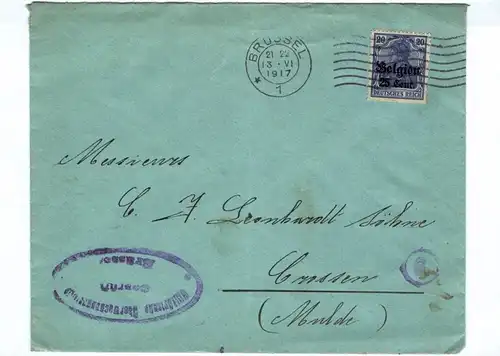 Brief Brüssel 1917 Belgien Briefkuvert