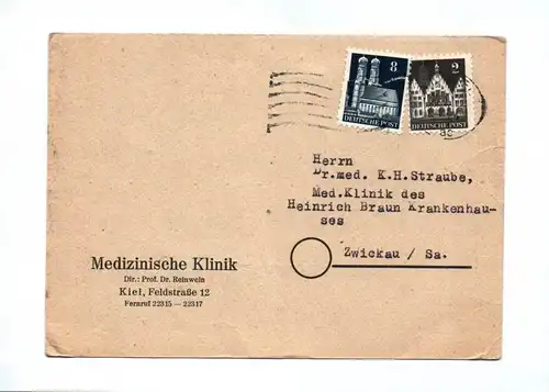 Firmenkarte Medizinische Klinik Kiel 1950