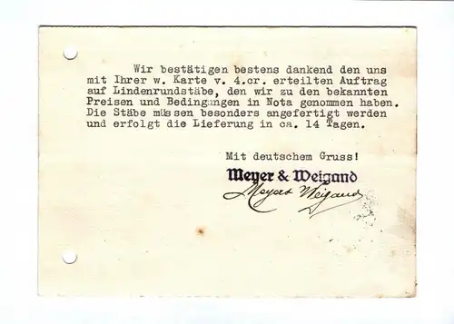 Postkarte Meyer u Weigand Nördlingen Betrieb 2 Rundstab und Holzwarenfabrik 1935