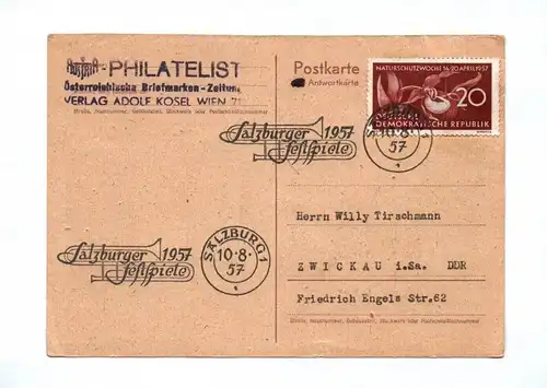 Poskarte DDR Philatelist Briefmarken Zeitungen 1957
