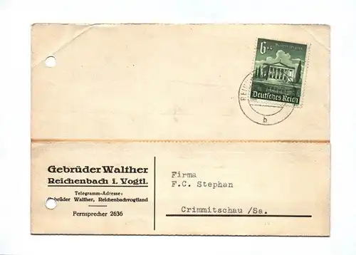 Postkarte Gebrüder Walther Reichenbach Vogtland 1940 Firmenkarte