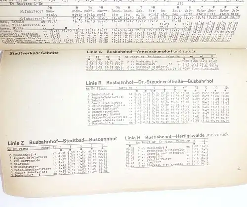 Fahrplan Kreis Pirna und Sebnitz 1984 1985 Kraftverkehr Reichsbahn Schiffahrt