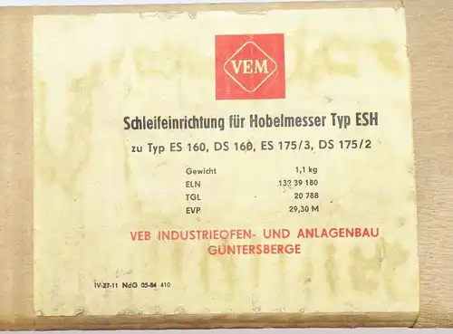 Schleifeinrichtung für Hobelmesser Typ ESH DDR OVP