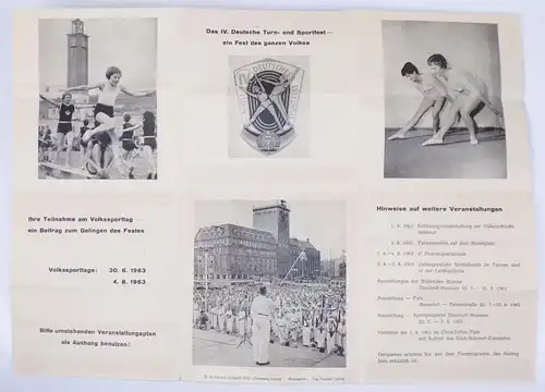 Papier Nachlass Turnfest Sportfest Leipzig 1963 Teilnehmerin DDR Prospekte Fotos