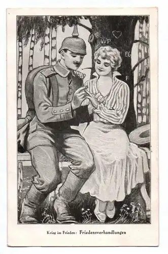 Künstler Ak Planikow 1916 Krieg und Frieden Friedensverhandlungen