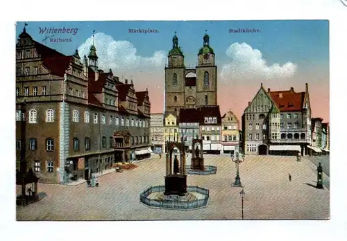 Ak Witteberg Rathaus Marktplatz Stadtkirche 1917