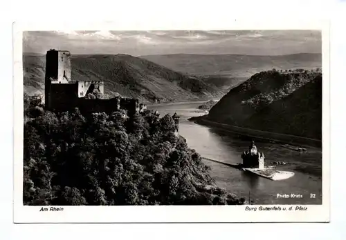 Ak Burg Gutenfels und der Pfalz 1938