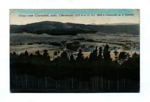 Ak Gruss vom Czorneboh sächsische Oberlausitz Blick nach Cunewalde 1924