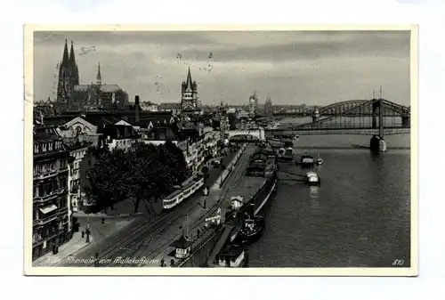 Ak Köln Rheinufer vom Malakoffturm 1938