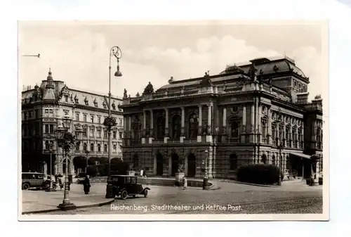 Ak Reichenberg Stadttheater und Kaffee Post 1929 Liberec Tschechien