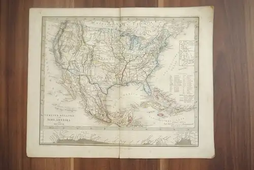 Landkarte vereinigte Staaten von Nordamerika und Mexiko 33x25 Gotha Justus Perth
