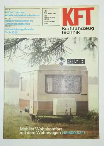 KFT Kraftfahrzeugtechnik Zeitschrift 4 April 1982 Wohnwagen HP 800.83/1 !
